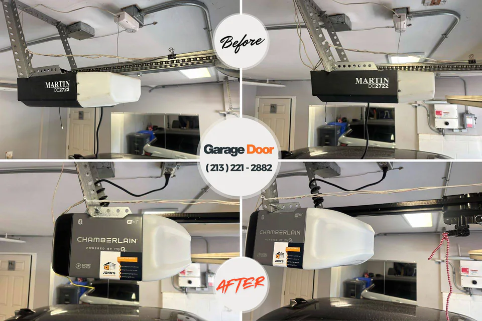 Before and after: garage door repair Honeoye Falls, NY